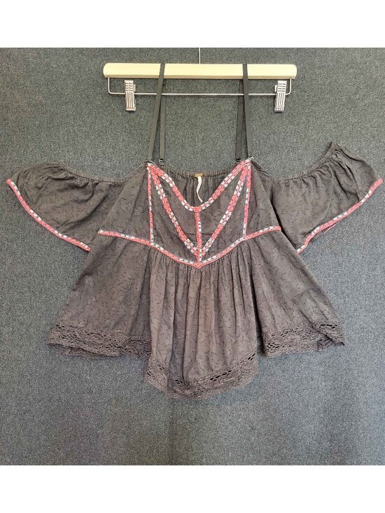 Free People Tops - Free People Off Shoulder Lace Flared Blouse Babydoll Renfaire Peasant IndieFolk